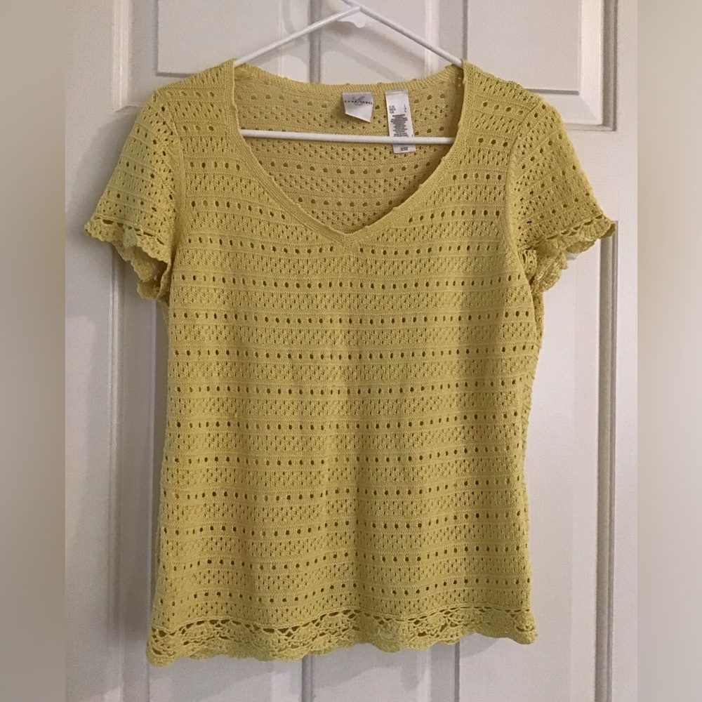 Emma James Yellow Crochet Knit Top